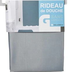 Rideau de douche gris clair sans anneaux^Gifi New