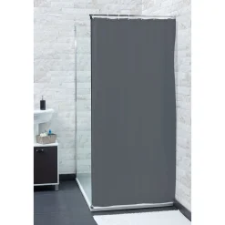 Rideau de douche gris clair sans anneaux^Gifi New