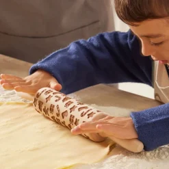Gifi Préparation Culinaire^Rouleau à pâtisserie en bois gravé décor Noël Ø5x35cm