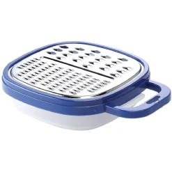 Gifi Préparation Culinaire^Râpe avec récipient en inox et plastique bleu