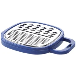 Gifi Préparation Culinaire^Râpe avec récipient en inox et plastique bleu