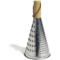 Gifi Préparation Culinaire^Râpe conique multifonction inox gris et manche bambou