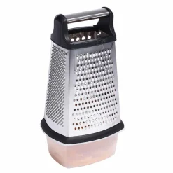 Gifi Préparation Culinaire^Râpe inox 4 faces avec récipient noir gris