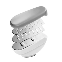 Gifi Préparation Culinaire^Râpe Metaltex avec couvercle et 3 lâmes interchangeables