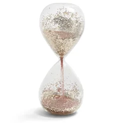 Gifi Préparation Culinaire^Sablier verre sable rose et paillettes doré Ø8xH20cm