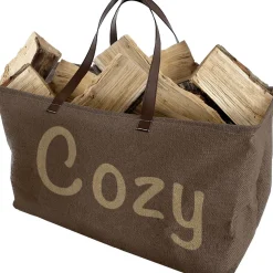 Sac porte-bûches inscription Cozy 64x30xH40cm^Gifi Hot