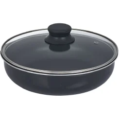 Gifi Cuisson^Sauteuse aluminium noir avec couvercle verre et poignée amovible Ø24cm