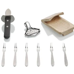 Gifi Préparation Culinaire^Service à huitres en inox et chêne 9 pièces