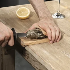 Gifi Préparation Culinaire^Service à huitres en inox et chêne 9 pièces