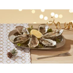 Gifi Préparation Culinaire^Service à huîtres argenté inox 6 plats 6 fourchettes