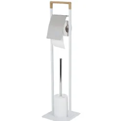 Serviteur WC blanc et couleur bois^Gifi Discount