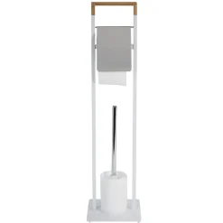 Serviteur WC blanc et couleur bois^Gifi Discount