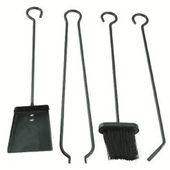 Set cheminée 4 accessoires pelle balayette pince tisonnier métal^Gifi