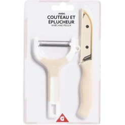 Gifi Préparation Culinaire^Set couteau et éplucheur inox et plastique - 3 modèles