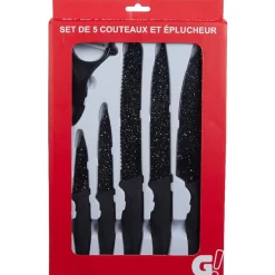 Gifi Préparation Culinaire^Set de 5 couteaux et 1 éplucheur