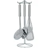 Gifi Préparation Culinaire^Set de 6 ustensiles de cuisine avec support inox gris Ø16xH40,5cm