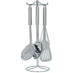 Gifi Préparation Culinaire^Set de 6 ustensiles de cuisine avec support inox gris Ø16xH40,5cm