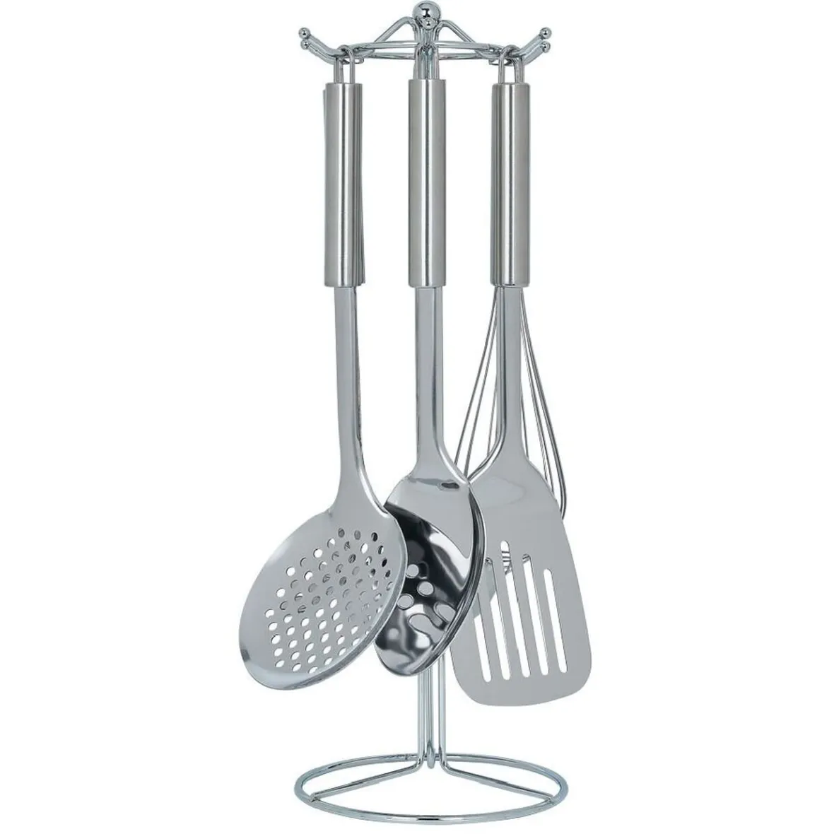 Gifi Préparation Culinaire^Set de 6 ustensiles de cuisine avec support inox gris Ø16xH40,5cm
