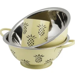 Gifi Préparation Culinaire^Set passoire, saladier, porte-ustensiles vert design ananas