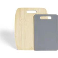 Gifi Préparation Culinaire^Set planche à découper x2 bambou et plastique