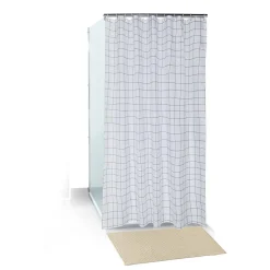 Set salle de bain tapis/rideau/anneaux - 2 modèles^Gifi