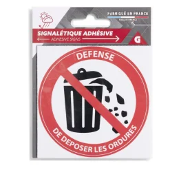 Signalétique adhésive "Défense de déposer les ordures" - 8x8 cm^Gifi Sale