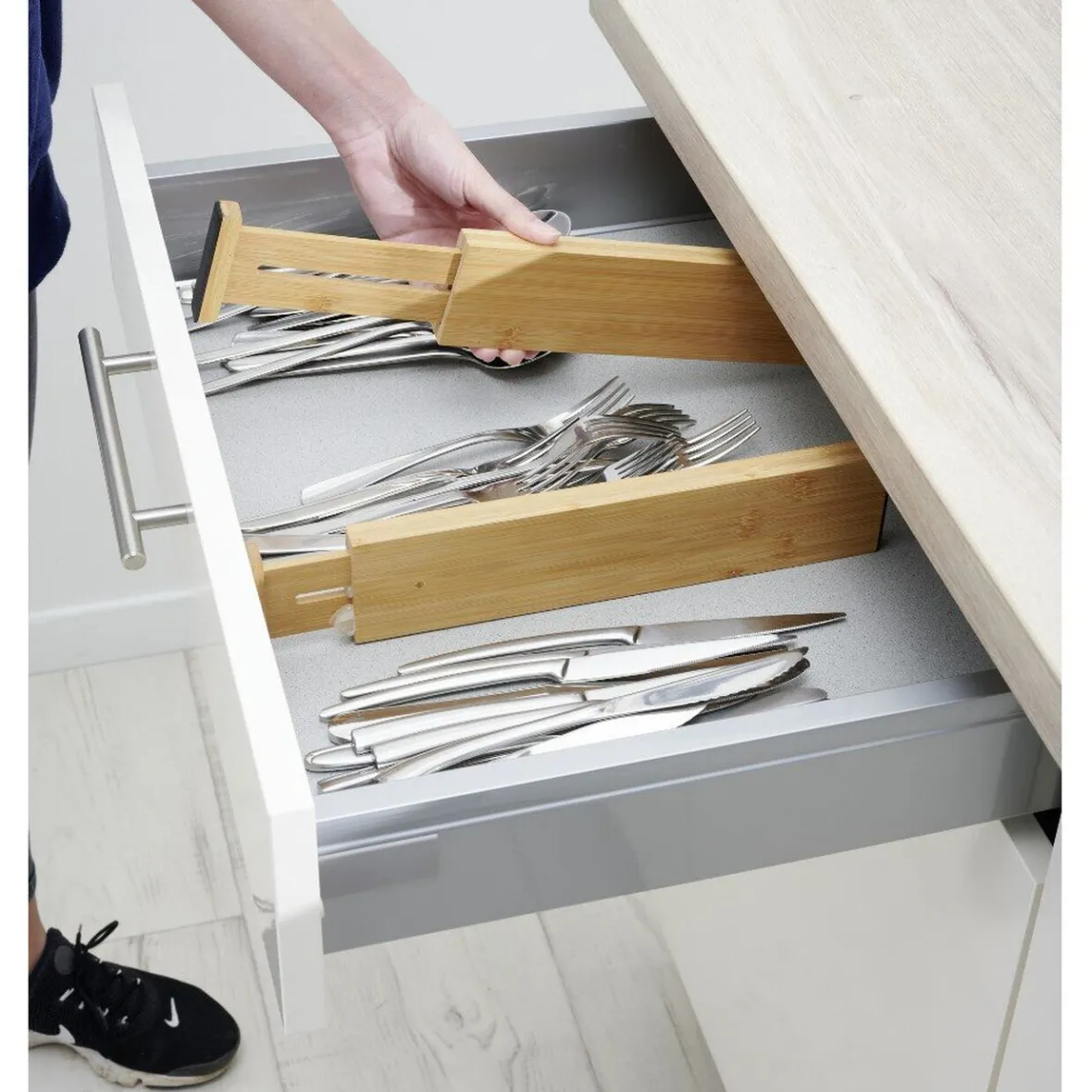 Gifi Rangement De Cuisine^Séparateur extensible de tiroir bambou naturel x2