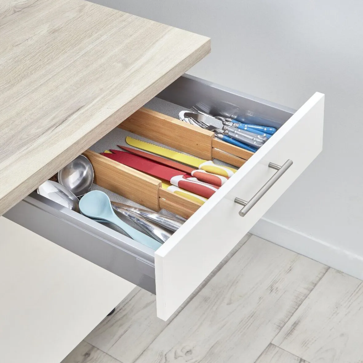 Gifi Rangement De Cuisine^Séparateur extensible de tiroir bambou naturel x2
