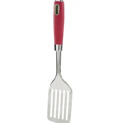 Gifi Préparation Culinaire^Spatule ajourée en inox avec manche en polypropylène rouge