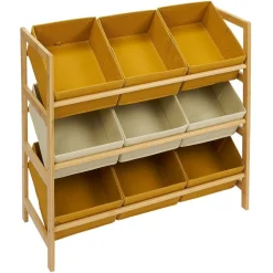 Best Structure bambou avec 9 panières de rangement polyester 65xH60x27cm Rangement