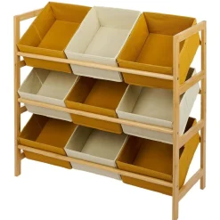 Best Structure bambou avec 9 panières de rangement polyester 65xH60x27cm Rangement
