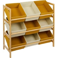 Best Structure bambou avec 9 panières de rangement polyester 65xH60x27cm Rangement