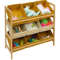 Best Structure bambou avec 9 panières de rangement polyester 65xH60x27cm Rangement