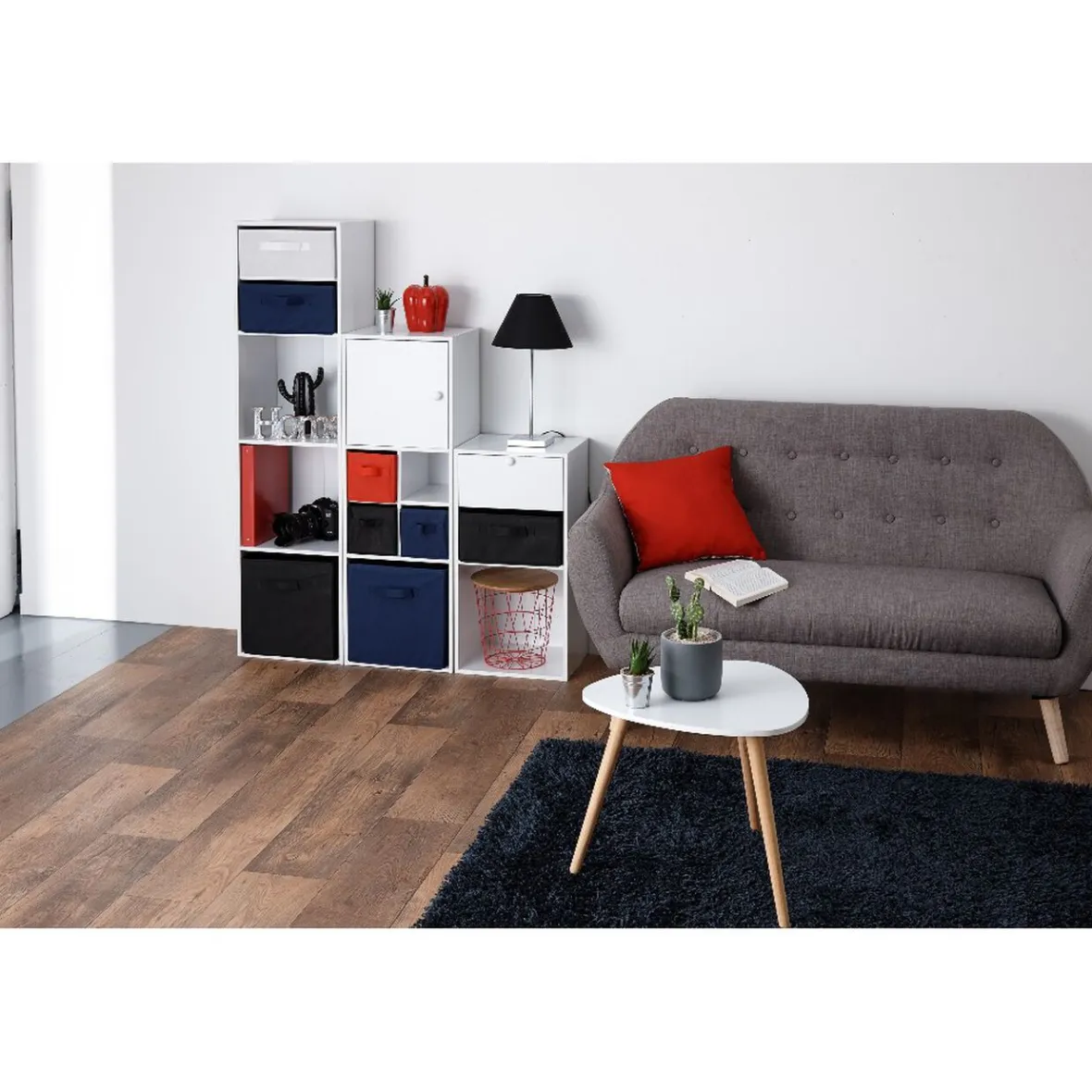 Best Structure Box Cube 3 cases 35x30x103cm bois blanc Rangement