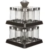 Gifi Rangement De Cuisine^Support à épices noir 16 bocaux en verre et inox 2 étages