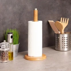 Gifi Rangement De Cuisine^Support essuie tout en bambou et inox