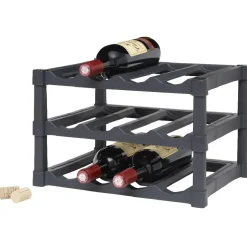 Gifi Rangement De Cuisine^Support pour 12 bouteilles en plastique noir