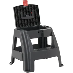 Tabouret 2 marches avec rangement intégré noir et rouge^Gifi