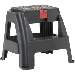 Tabouret 2 marches avec rangement intégré noir et rouge^Gifi