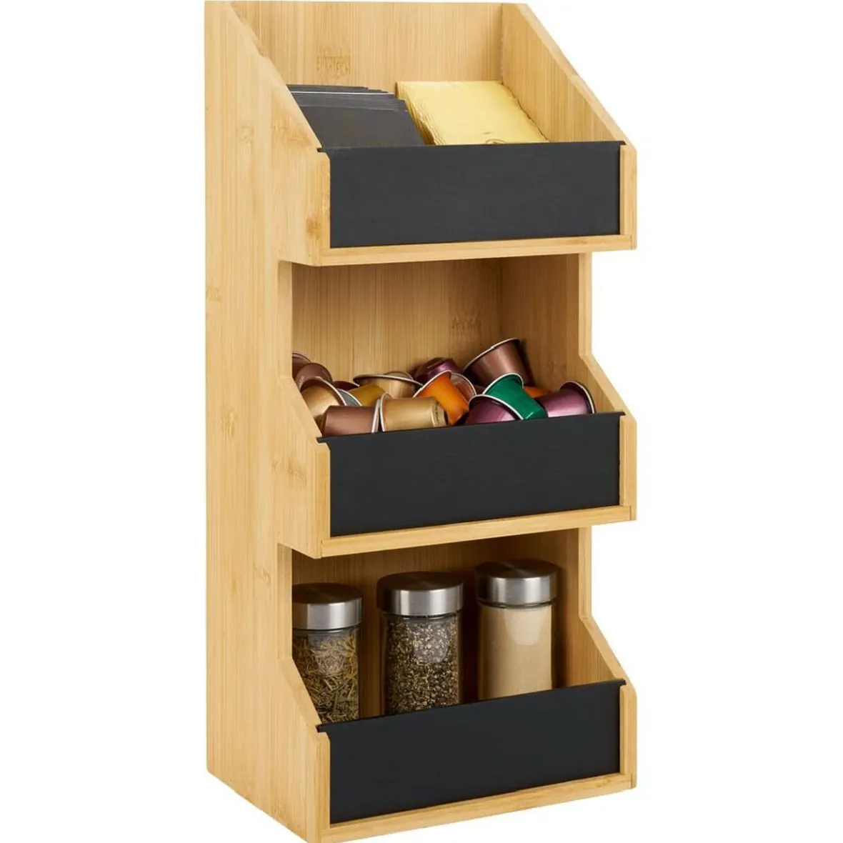 Gifi Rangement De Cuisine^Étagère 3 niveaux bambou naturel 40x18xH13cm