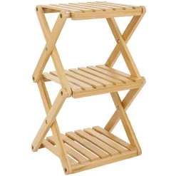 Gifi Rangement De Cuisine^Étagère 3 niveaux pliable bambou naturel 22,1xH35,5x18,3cm