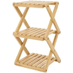 Gifi Rangement De Cuisine^Étagère 3 niveaux pliable bambou naturel 22,1xH35,5x18,3cm