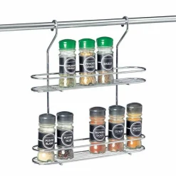 Gifi Rangement De Cuisine^Étagère à épices inox pour barre de crédence 2 niveaux