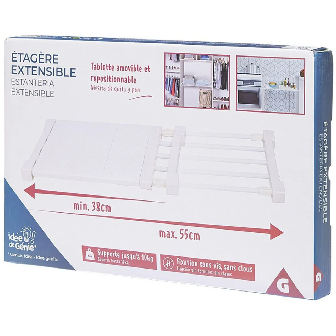 Clearance Étagère amovible extensible blanche 38/55 cm Rangement