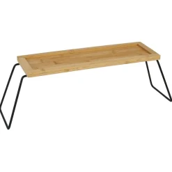 Gifi Rangement De Cuisine^Étagère de rangement en bambou et pieds en métal noir 36x12xH15cm