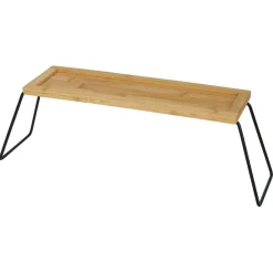 Gifi Rangement De Cuisine^Étagère de rangement en bambou et pieds en métal noir 36x12xH15cm
