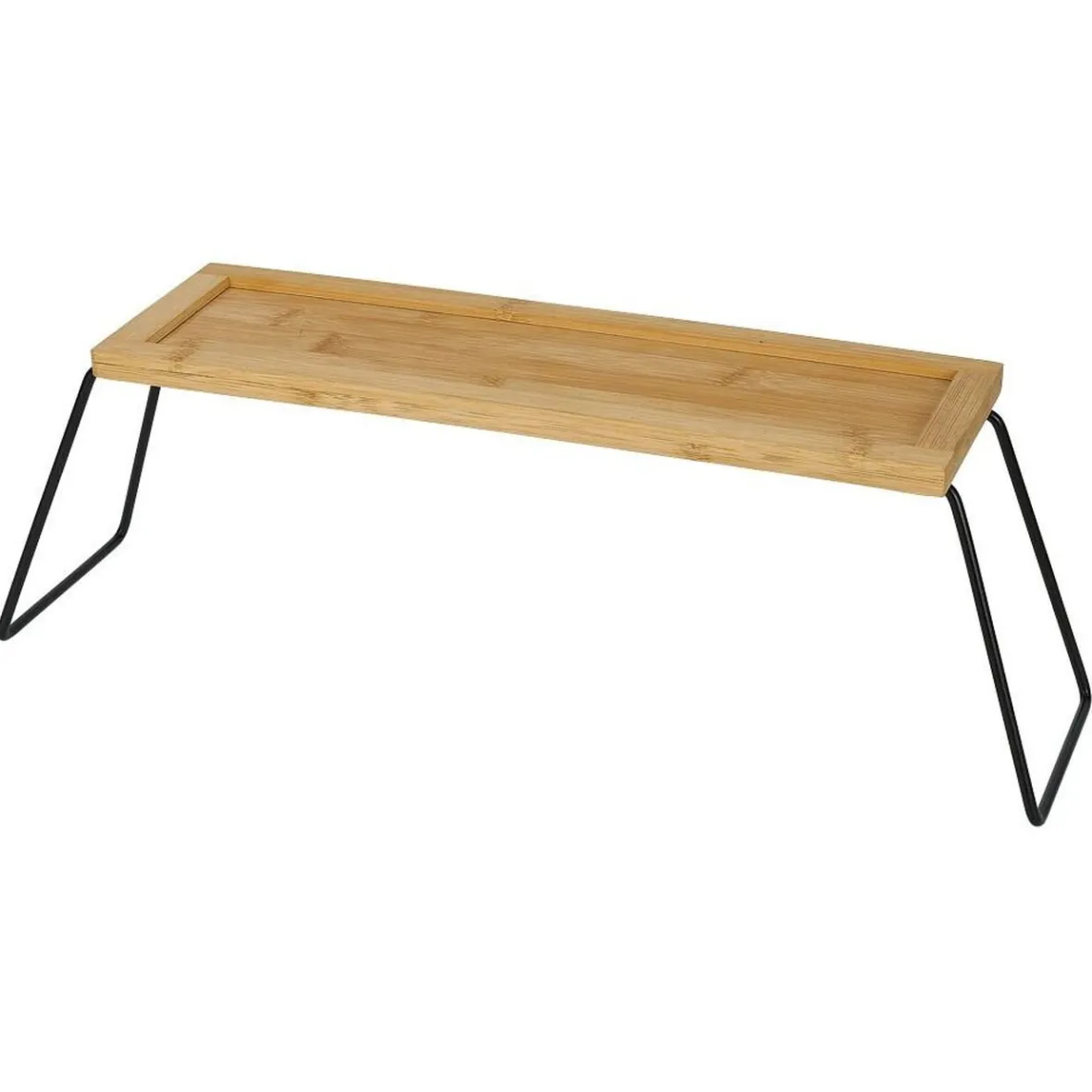 Gifi Rangement De Cuisine^Étagère de rangement en bambou et pieds en métal noir 36x12xH15cm
