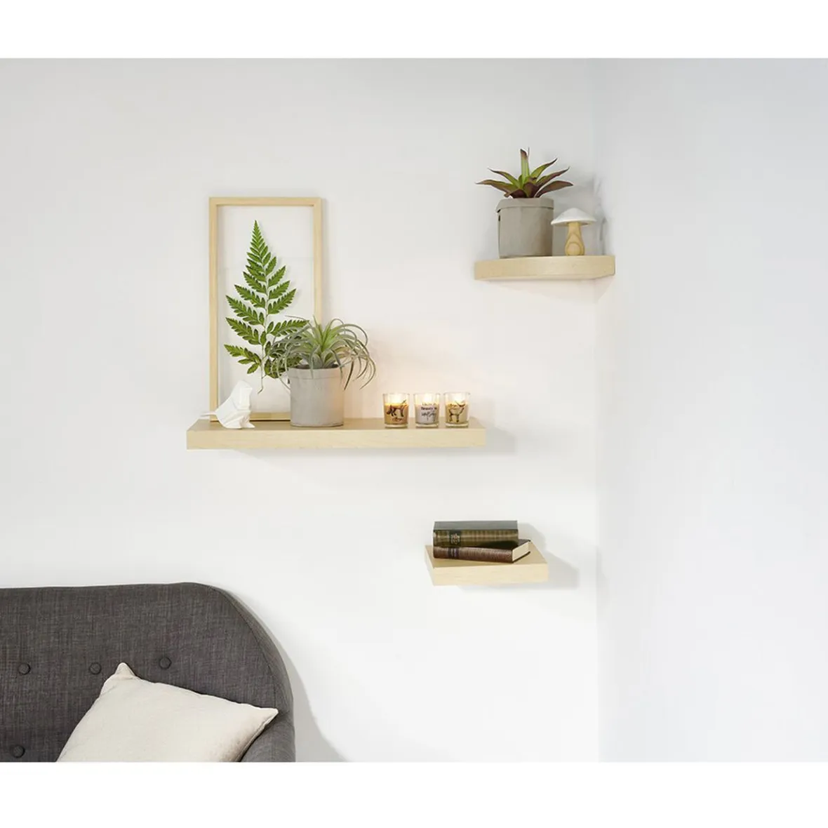 Best Étagère murale carrée bois beige Rangement