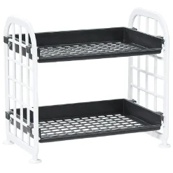 Best Étagère noire et blanche 2 niveaux Rangement