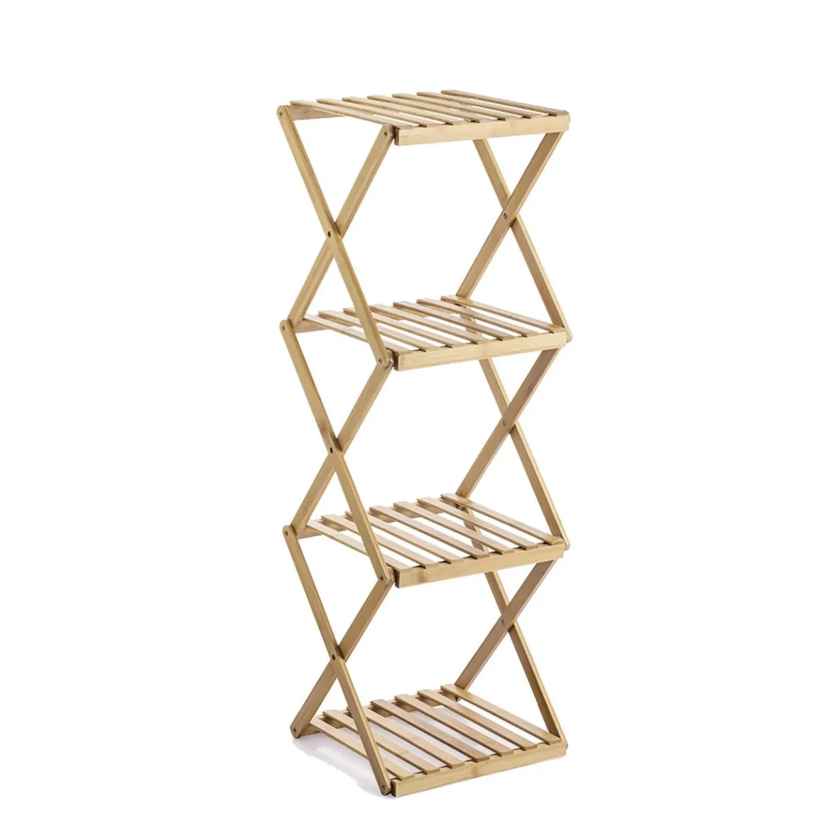 Étagère pliable en bambou 4 niveaux H91cm^Gifi